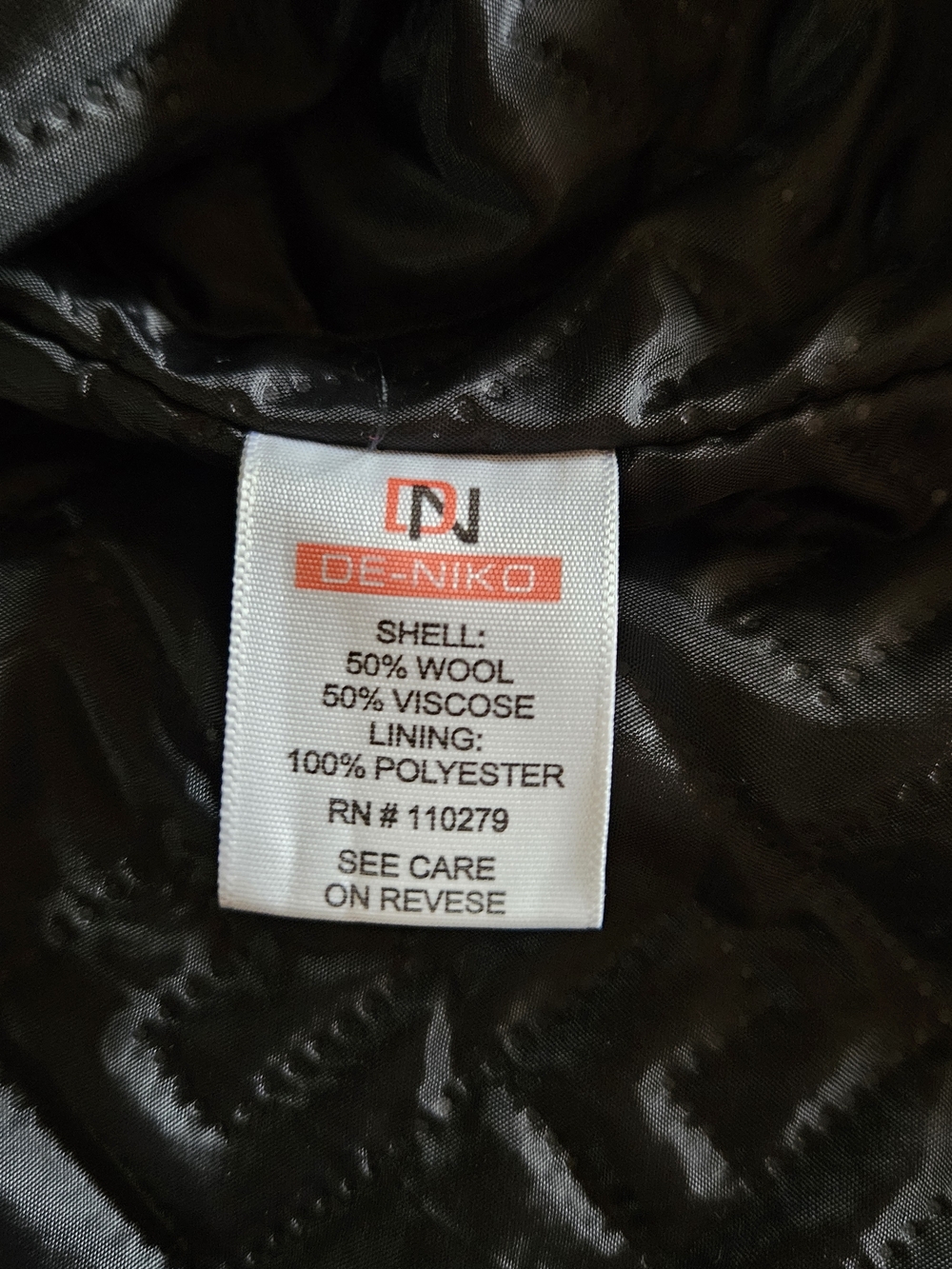 Men's Black Wool Blend Overcoat - Picture 6 of 6